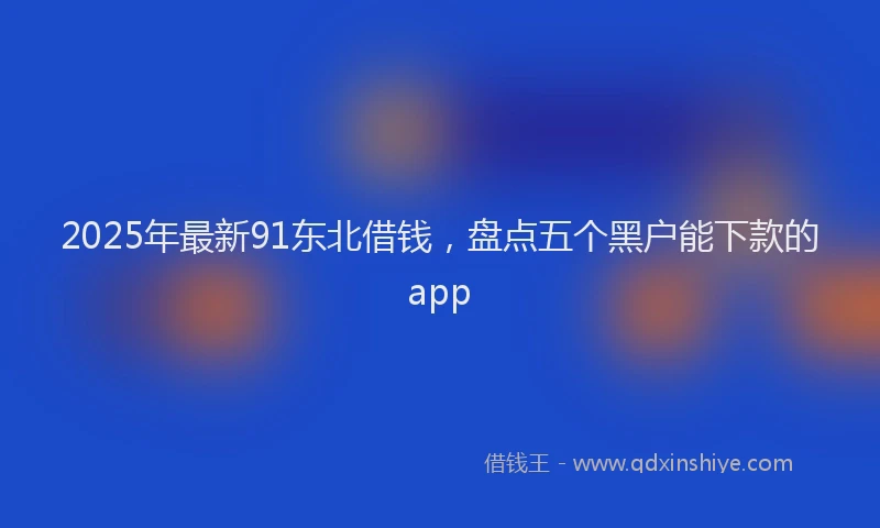 2025年最新91东北借钱，盘点五个黑户能下款的app