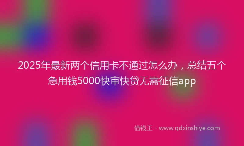 2025年最新两个信用卡不通过怎么办，总结五个急用钱5000快审快贷无需征信app
