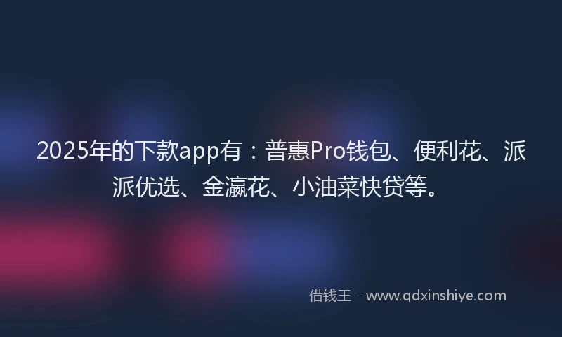 2025年的下款app有：普惠Pro钱包、便利花、派派优选、金瀛花、小油菜快贷等。