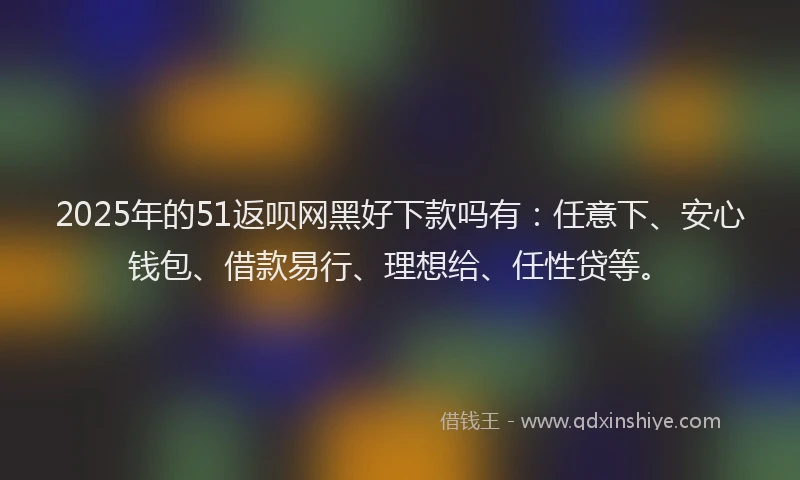2025年的51返呗网黑好下款吗有：任意下、安心钱包、借款易行、理想给、任性贷等。