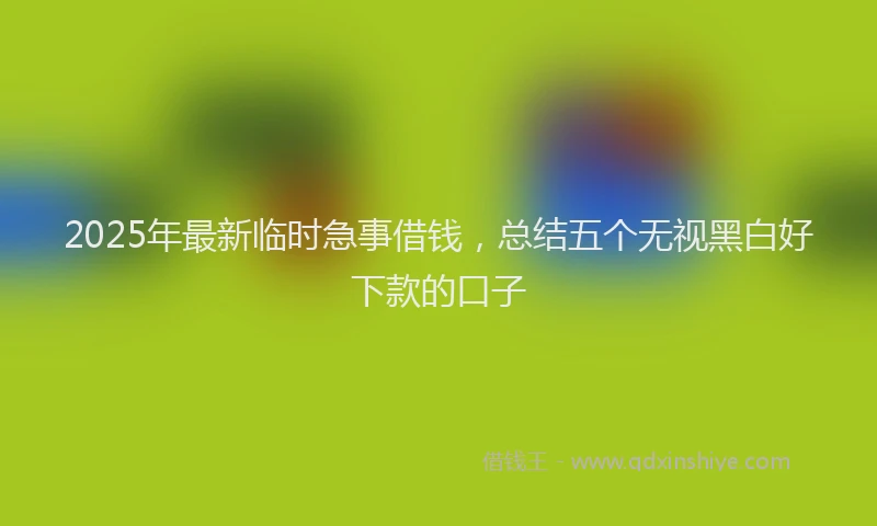 2025年最新临时急事借钱，总结五个无视黑白好下款的口子