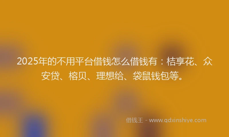 2025年的不用平台借钱怎么借钱有：桔享花、众安贷、榕贝、理想给、袋鼠钱包等。