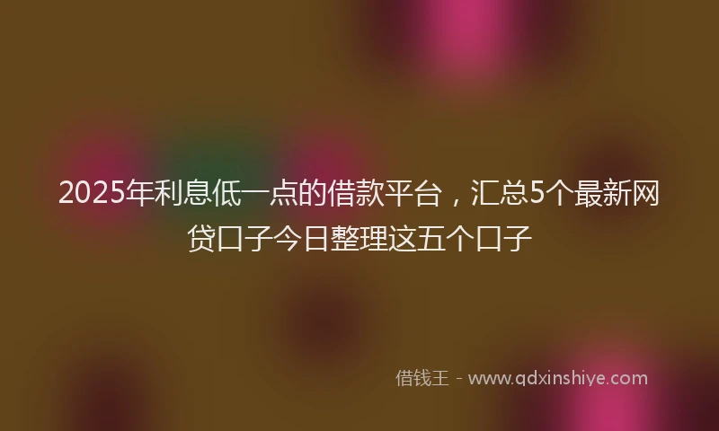 2025年利息低一点的借款平台，汇总5个最新网贷口子今日整理这五个口子
