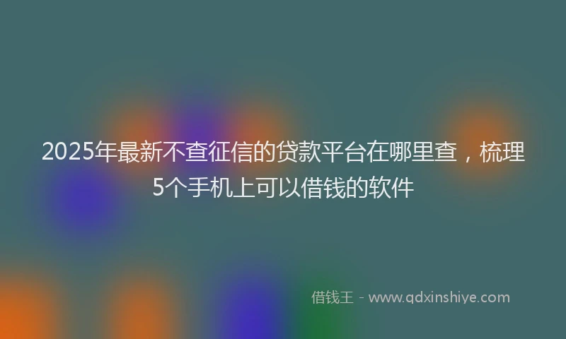2025年最新不查征信的贷款平台在哪里查，梳理5个手机上可以借钱的软件
