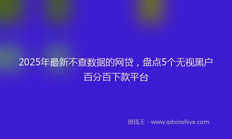 2025年最新不查数据的网贷，盘点5个无视黑户百分百下款平台