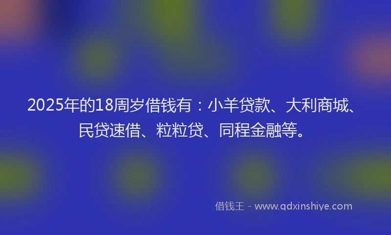 2025年的18周岁借钱有：小羊贷款、大利商城、民贷速借、粒粒贷、同程金融等。