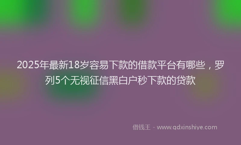 2025年最新18岁容易下款的借款平台有哪些，罗列5个无视征信黑白户秒下款的贷款