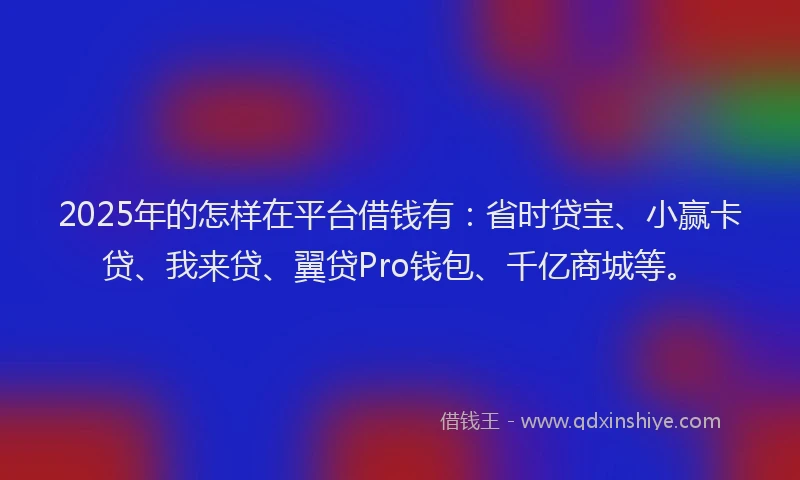 2025年的怎样在平台借钱有：省时贷宝、小赢卡贷、我来贷、翼贷Pro钱包、千亿商城等。