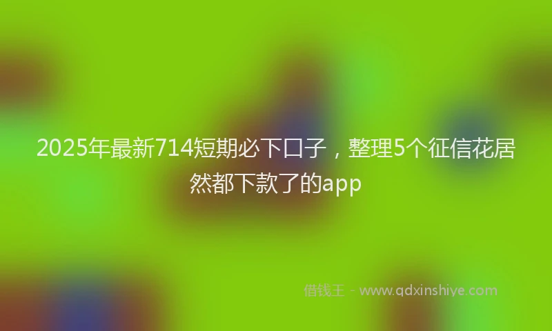 2025年最新714短期必下口子，整理5个征信花居然都下款了的app