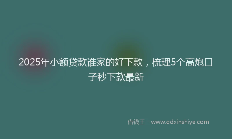 2025年小额贷款谁家的好下款，梳理5个高炮口子秒下款最新