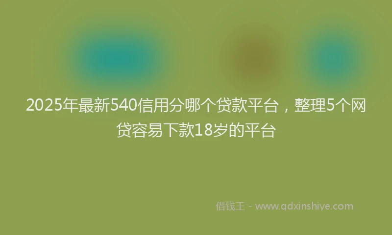 2025年最新540信用分哪个贷款平台，整理5个网贷容易下款18岁的平台