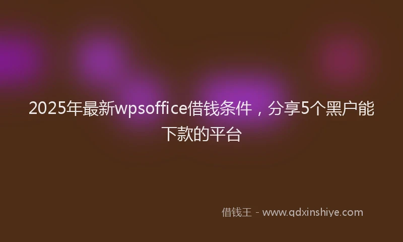 2025年最新wpsoffice借钱条件，分享5个黑户能下款的平台
