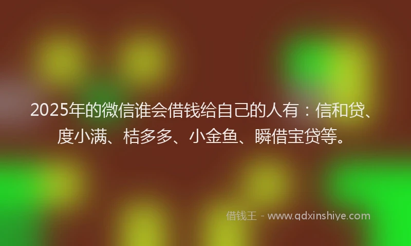 2025年的微信谁会借钱给自己的人有：信和贷、度小满、桔多多、小金鱼、瞬借宝贷等。