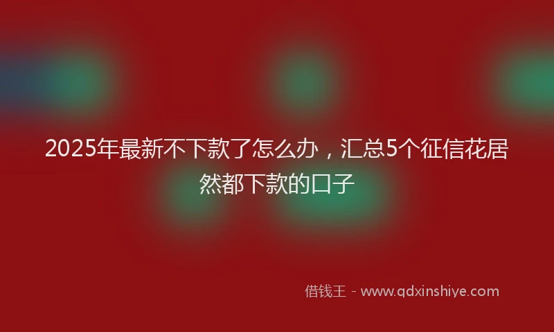 2025年最新不下款了怎么办，汇总5个征信花居然都下款的口子