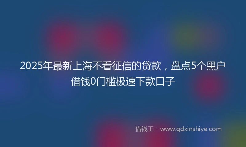 2025年最新上海不看征信的贷款，盘点5个黑户借钱0门槛极速下款口子
