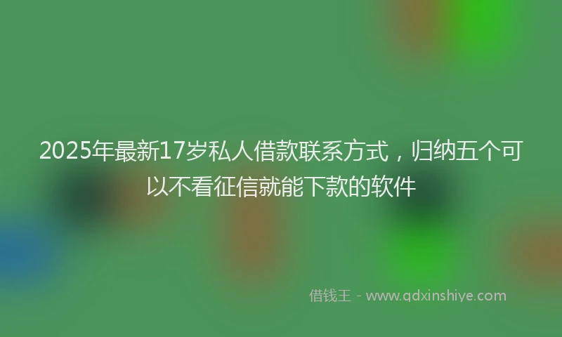 2025年最新17岁私人借款联系方式，归纳五个可以不看征信就能下款的软件