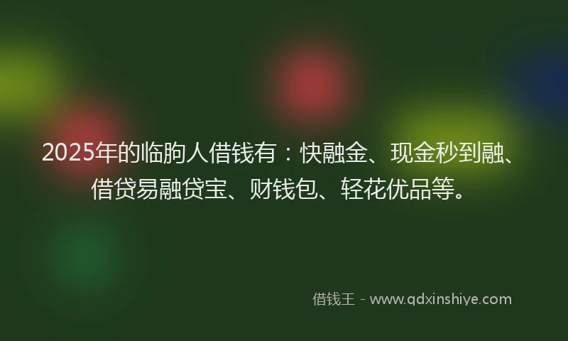 2025年的临朐人借钱有：快融金、现金秒到融、借贷易融贷宝、财钱包、轻花优品等。
