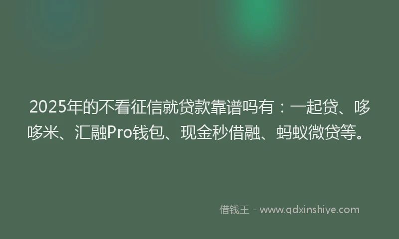 2025年的不看征信就贷款靠谱吗有：一起贷、哆哆米、汇融Pro钱包、现金秒借融、蚂蚁微贷等。