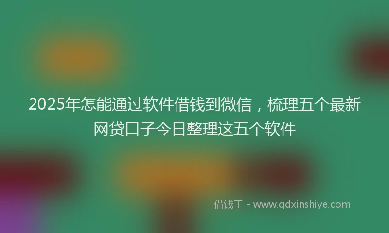 2025年怎能通过软件借钱到微信，梳理五个最新网贷口子今日整理这五个软件