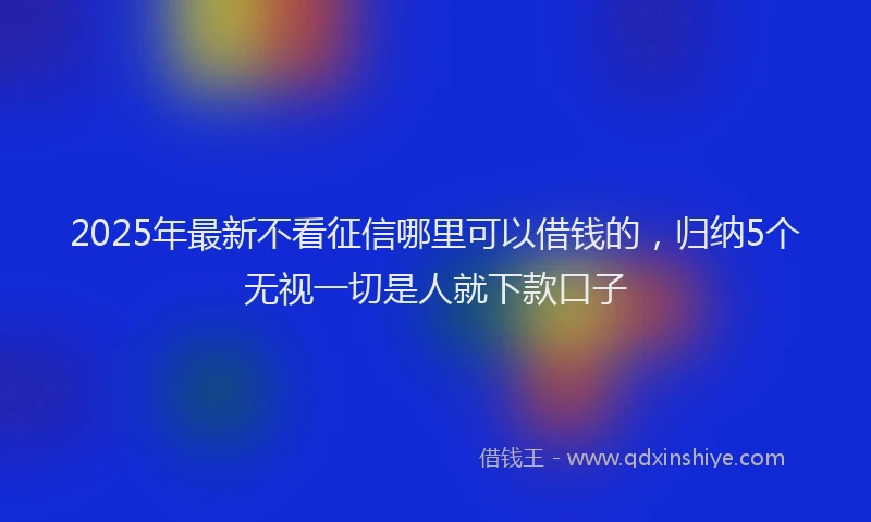 2025年最新不看征信哪里可以借钱的，归纳5个无视一切是人就下款口子