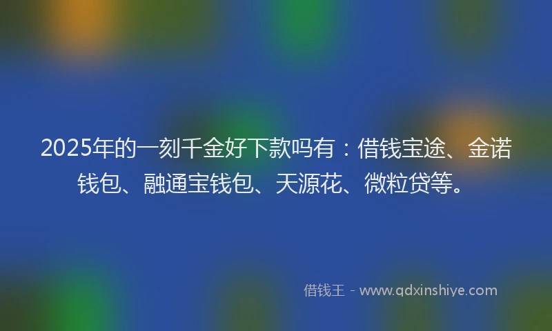 2025年的一刻千金好下款吗有：借钱宝途、金诺钱包、融通宝钱包、天源花、微粒贷等。