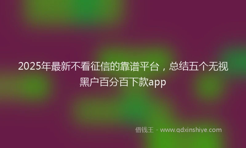 2025年最新不看征信的靠谱平台，总结五个无视黑户百分百下款app