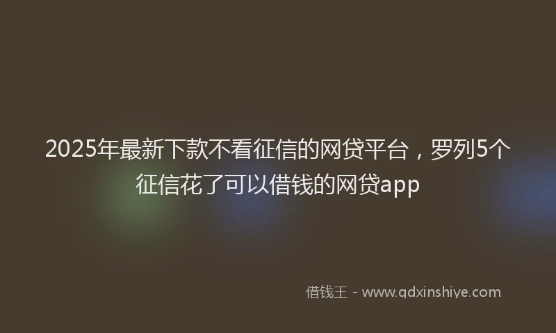 2025年最新下款不看征信的网贷平台，罗列5个征信花了可以借钱的网贷app