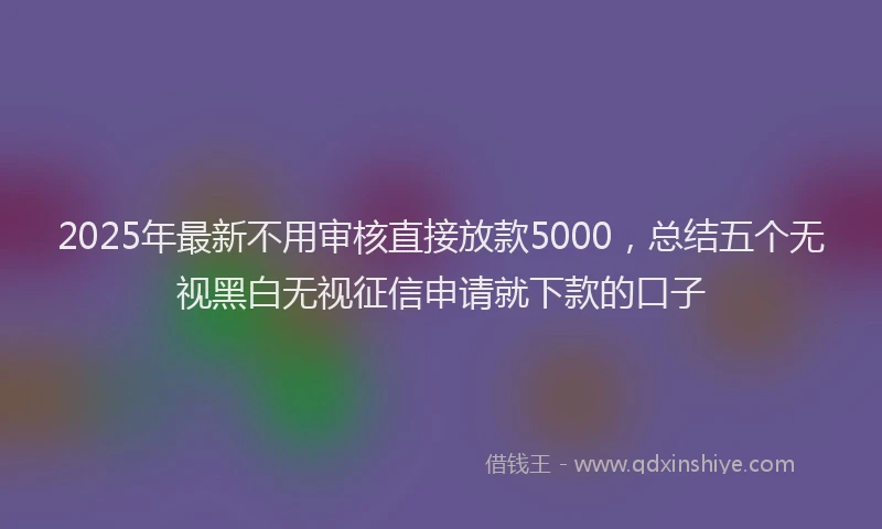 2025年最新不用审核直接放款5000，总结五个无视黑白无视征信申请就下款的口子