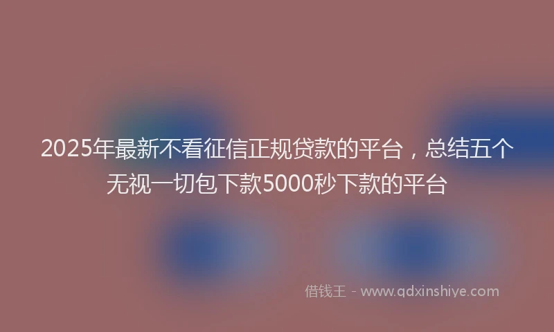 2025年最新不看征信正规贷款的平台，总结五个无视一切包下款5000秒下款的平台