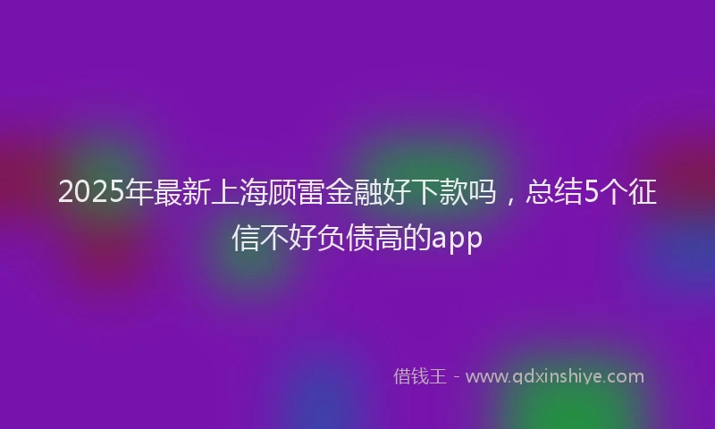 2025年最新上海顾雷金融好下款吗，总结5个征信不好负债高的app