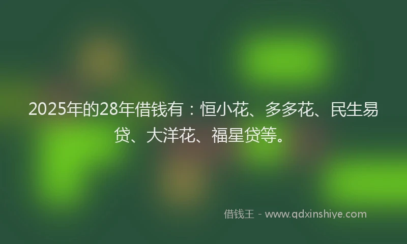 2025年的28年借钱有：恒小花、多多花、民生易贷、大洋花、福星贷等。