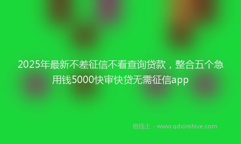 2025年最新不差征信不看查询贷款，整合五个急用钱5000快审快贷无需征信app