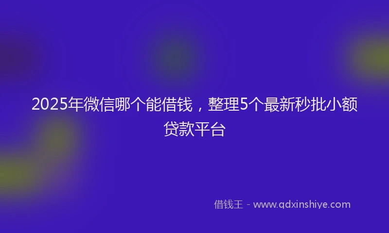 2025年微信哪个能借钱，整理5个最新秒批小额贷款平台