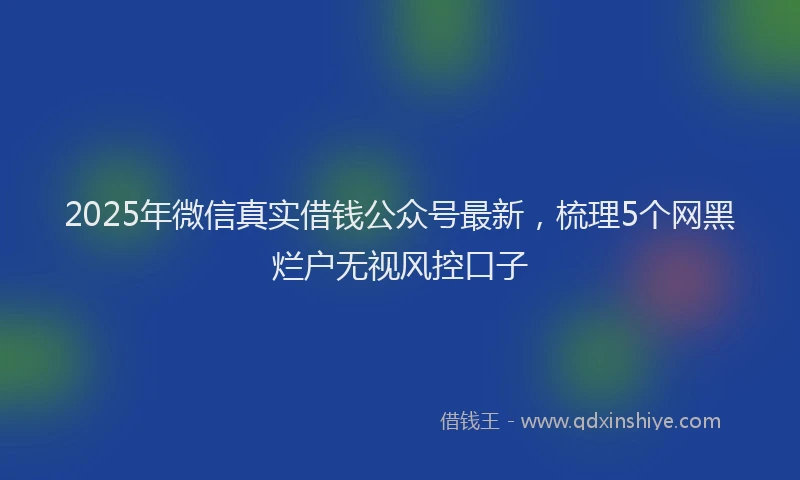 2025年微信真实借钱公众号最新，梳理5个网黑烂户无视风控口子