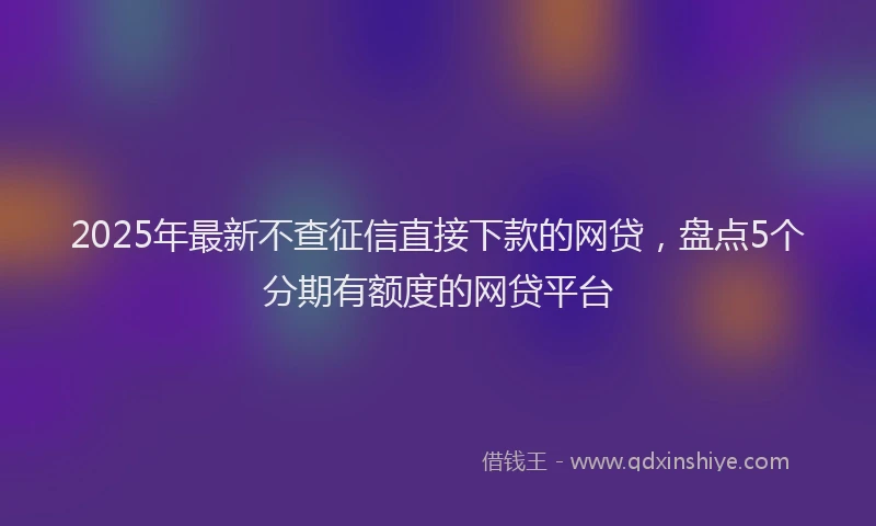 2025年最新不查征信直接下款的网贷，盘点5个分期有额度的网贷平台