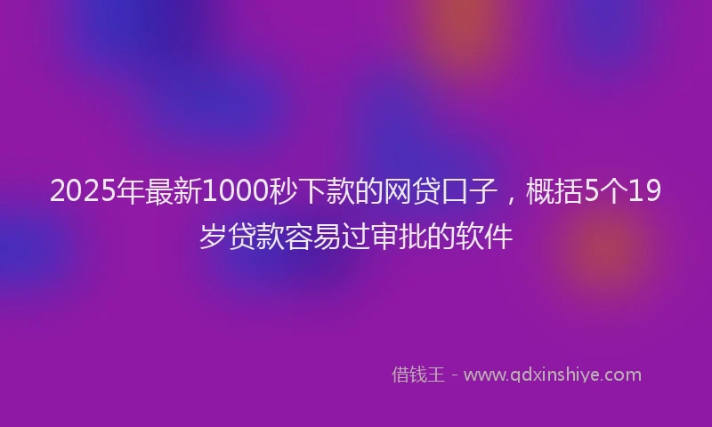 2025年最新1000秒下款的网贷口子，概括5个19岁贷款容易过审批的软件
