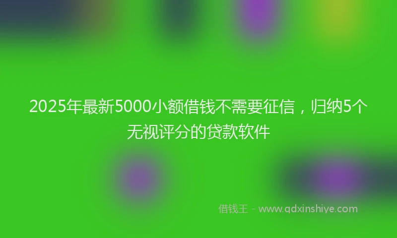 2025年最新5000小额借钱不需要征信，归纳5个无视评分的贷款软件