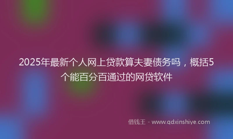 2025年最新个人网上贷款算夫妻债务吗，概括5个能百分百通过的网贷软件