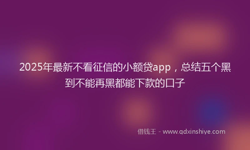 2025年最新不看征信的小额贷app，总结五个黑到不能再黑都能下款的口子