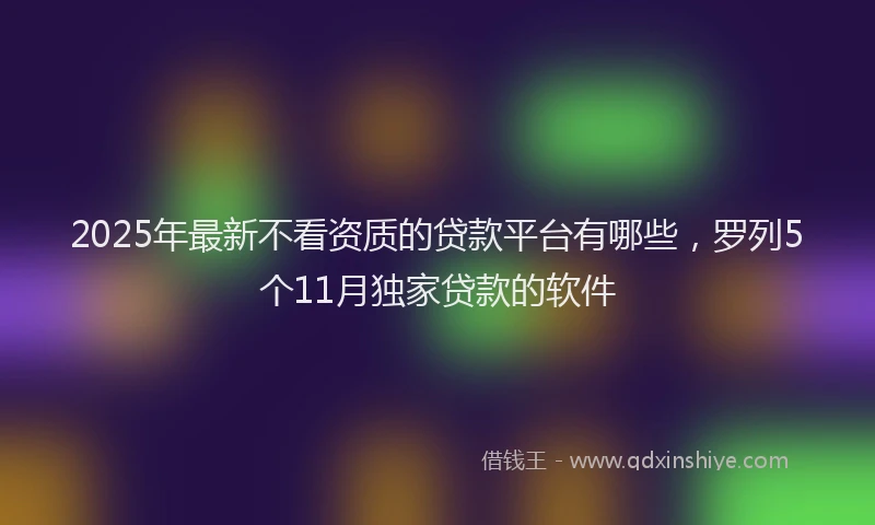 2025年最新不看资质的贷款平台有哪些，罗列5个11月独家贷款的软件