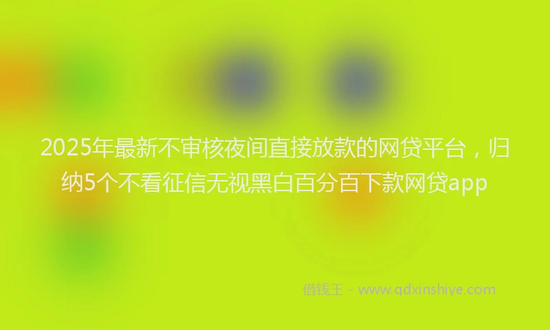 2025年最新不审核夜间直接放款的网贷平台，归纳5个不看征信无视黑白百分百下款网贷app