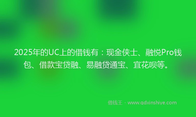 2025年的UC上的借钱有：现金侠士、融悦Pro钱包、借款宝贷融、易融贷通宝、宜花呗等。