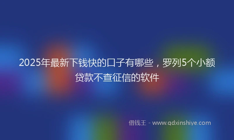 2025年最新下钱快的口子有哪些，罗列5个小额贷款不查征信的软件