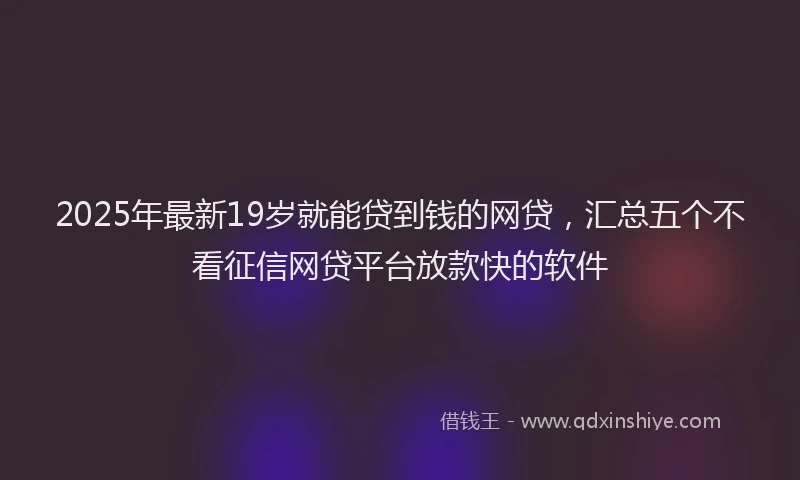 2025年最新19岁就能贷到钱的网贷，汇总五个不看征信网贷平台放款快的软件