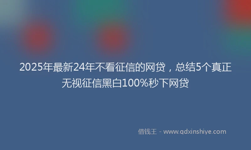 2025年最新24年不看征信的网贷，总结5个真正无视征信黑白100%秒下网贷