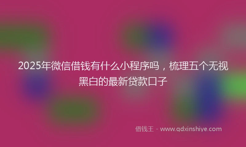 2025年微信借钱有什么小程序吗，梳理五个无视黑白的最新贷款口子
