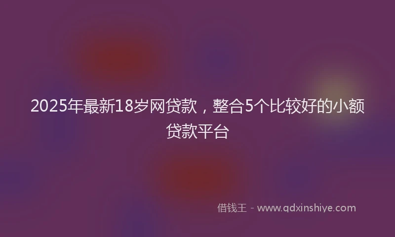 2025年最新18岁网贷款，整合5个比较好的小额贷款平台