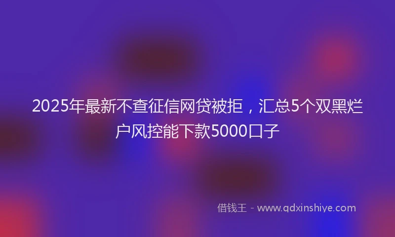 2025年最新不查征信网贷被拒，汇总5个双黑烂户风控能下款5000口子