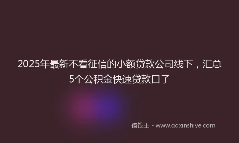2025年最新不看征信的小额贷款公司线下，汇总5个公积金快速贷款口子