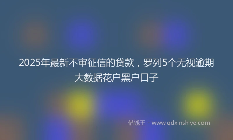 2025年最新不审征信的贷款，罗列5个无视逾期大数据花户黑户口子